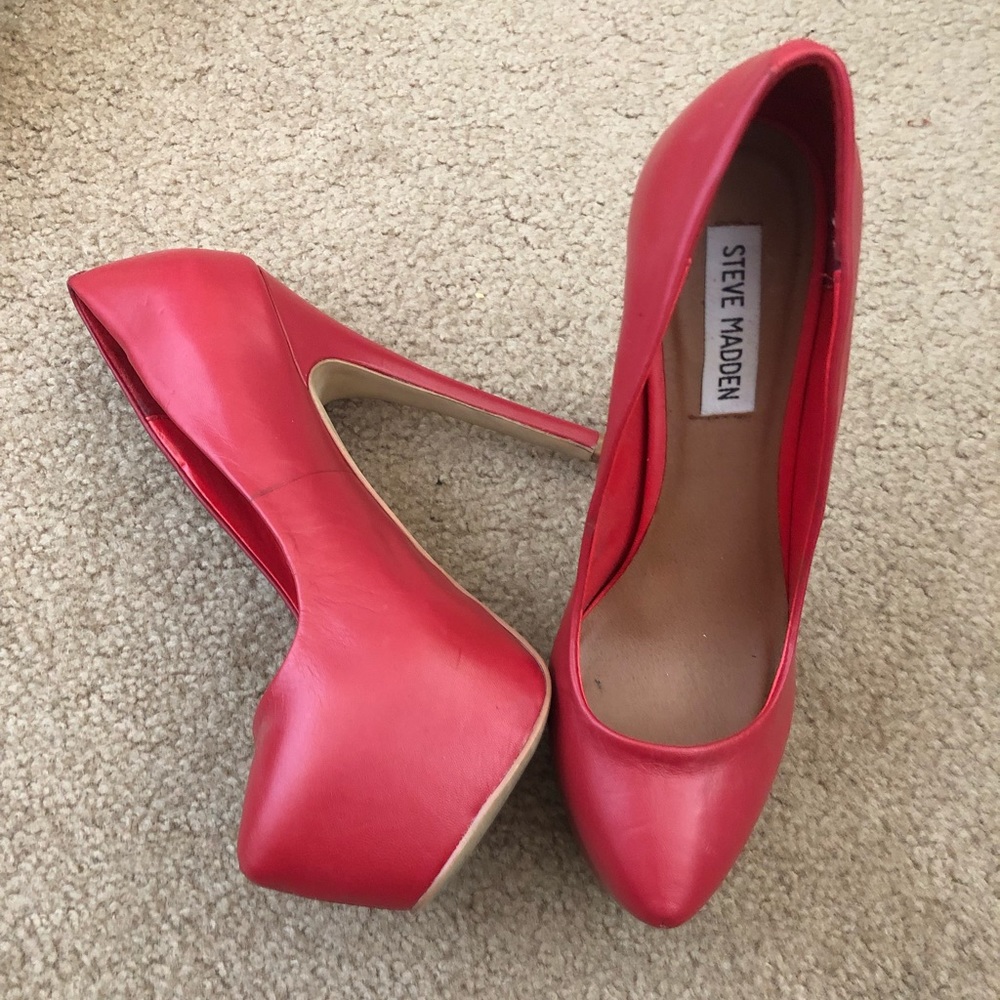Red Steve Madden Platform Heels